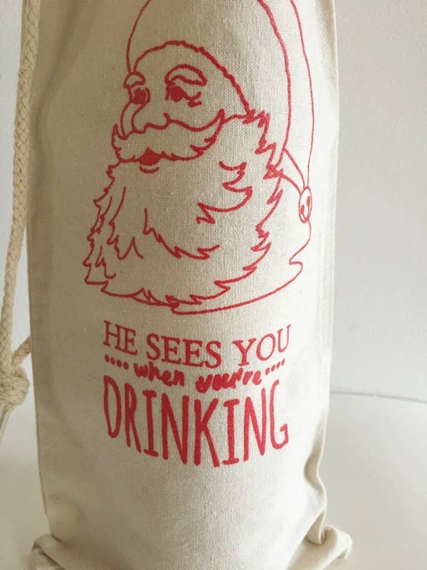 Santa Wine Tote Bag