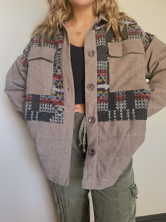 Oversized Front Pocket Button Down Jacket