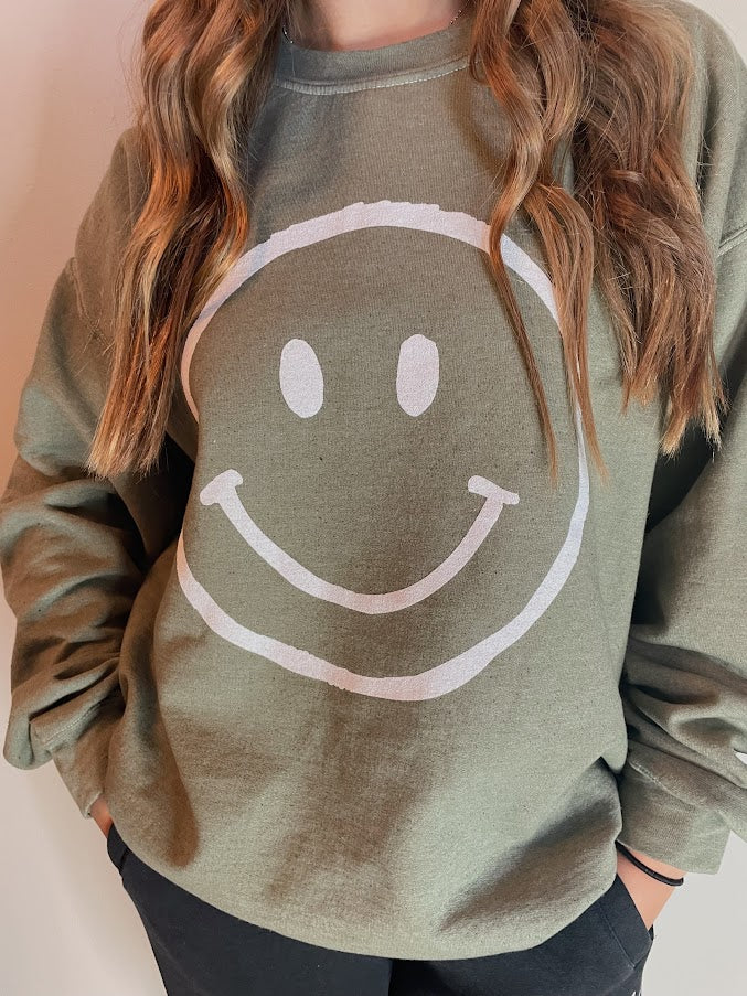 Smiley Graphic Vintage Dyed Crewneck