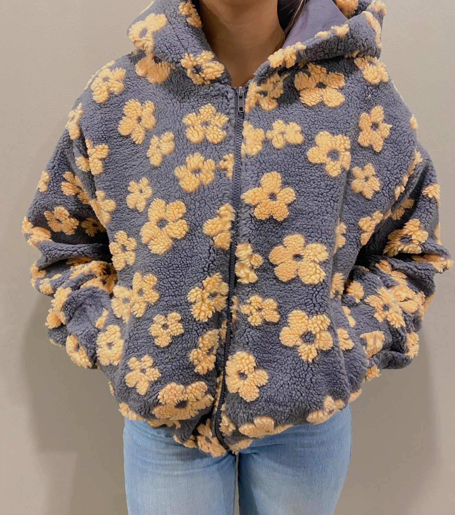 Daisy Patterned Hooded Jacket